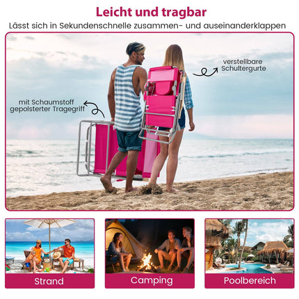 Chaise de plage pliante 3 en 1 avec repose-pieds et coussin