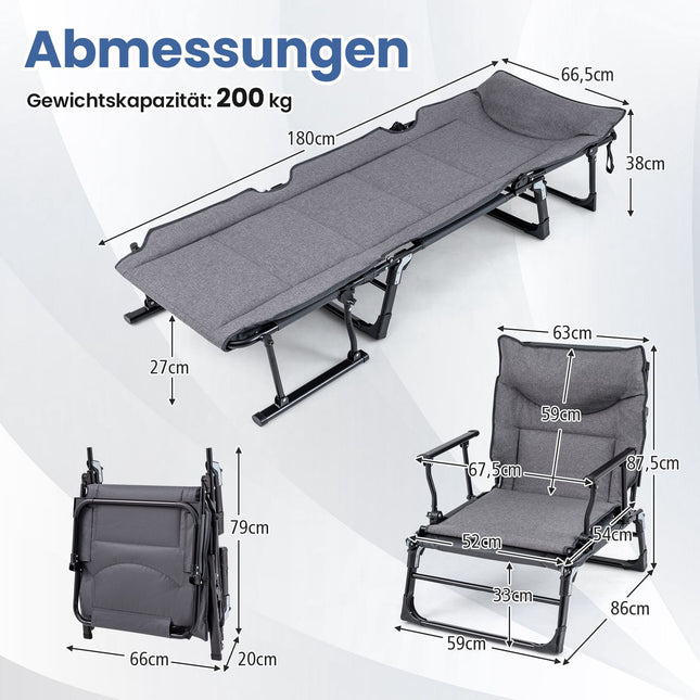 Bain de soleil pliable 3 en 1 avec dossier réglable