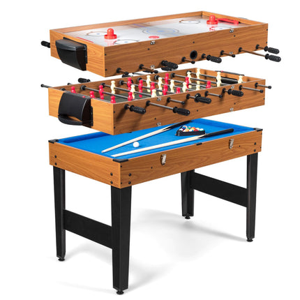 Table de jeu 3 en 1, baby-foot, billard, toboggan et hockey sur table de 122 cm