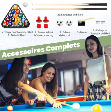 Table de jeu 3 en 1, baby-foot, billard, toboggan et hockey sur table de 122 cm
