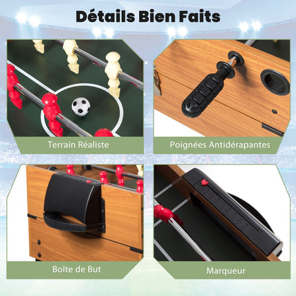 Table de jeu 3 en 1, baby-foot, billard, toboggan et hockey sur table de 122 cm