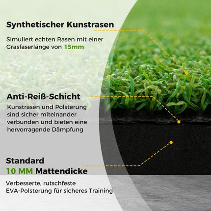 Tapis de frappe de golf 3 en 1 avec gazon artificiel, 2 tees de golf, 2 tiges d'alignement et 6 trous de tee pré-percés, 60" x 47"