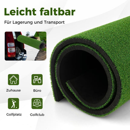 Tapis de frappe de golf 3 en 1 avec gazon artificiel, 2 tees de golf, 2 tiges d'alignement et 6 trous de tee pré-percés, 60" x 47"