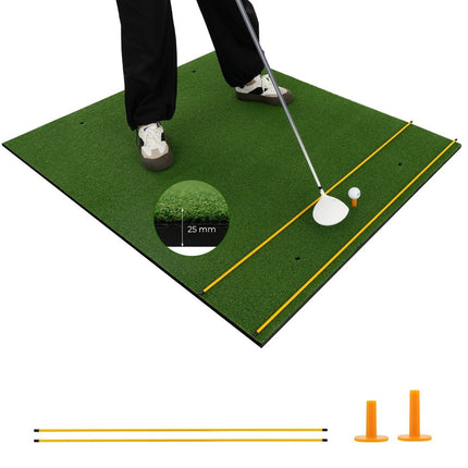 Tapis de frappe de golf 3 en 1 avec gazon artificiel, 2 tees de golf, 2 tiges d'alignement et 6 trous de tee pré-percés, 60" x 47"