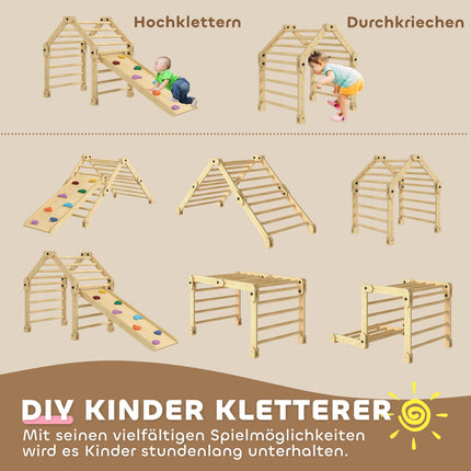Structure d'escalade intérieure 3 en 1 avec toboggan et échelle