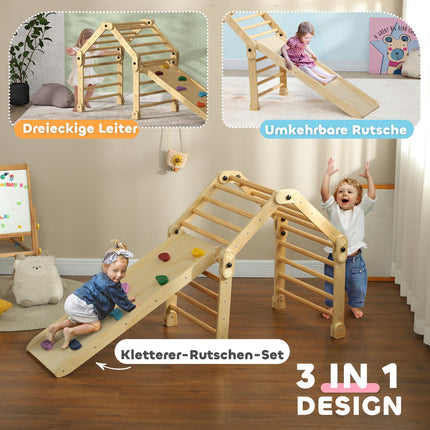 Structure d'escalade intérieure 3 en 1 avec toboggan et échelle