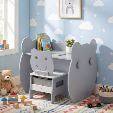 3-in-1 Kinder Maltisch mit Stauraum und Bärenstuhl