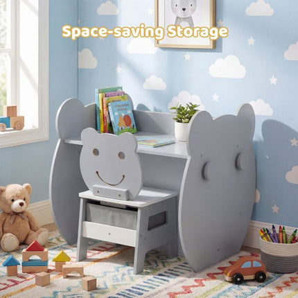 3-in-1 Kinder Maltisch mit Stauraum und Bärenstuhl