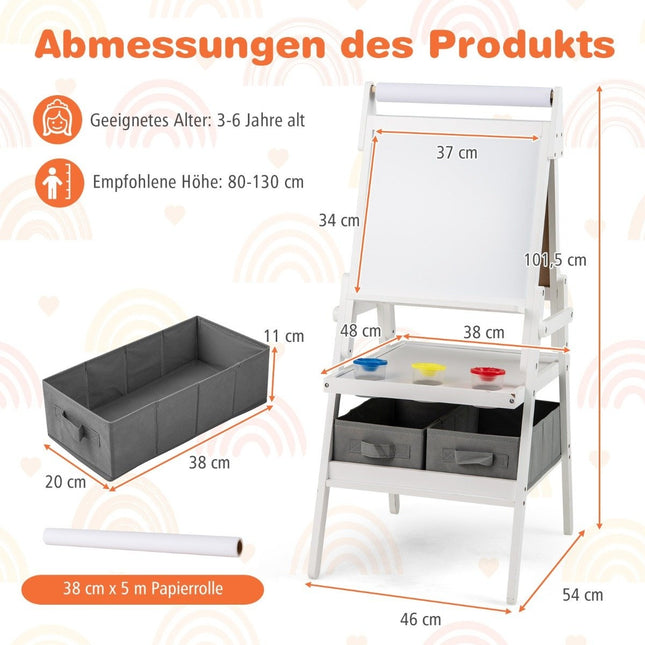 Chevalet 3 en 1 pour enfants avec tableau noir, tableau blanc et rouleau de papier