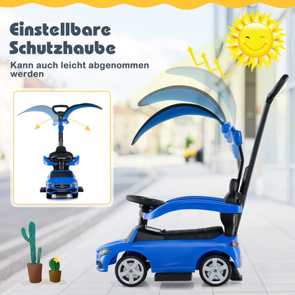 3-in-1 Kinder-Rutschauto mit Schubstange – Blau
