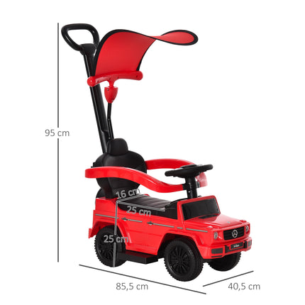 3-in-1 Kinder Rutscherauto mit Schiebestange, Rot, 18-36 Monate