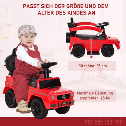 3-in-1 Kinder Rutscherauto mit Schiebestange, Rot, 18-36 Monate