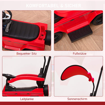 3-in-1 Kinder Rutscherauto mit Schiebestange, Rot, 18-36 Monate