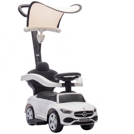 3-in-1 Kinder-Elektroauto mit Schiebegriff, Weiß