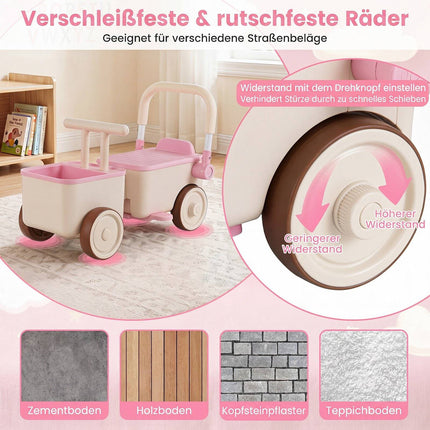 Voiture électrique 3 en 1 pour enfants avec panier de rangement – ​​Rose