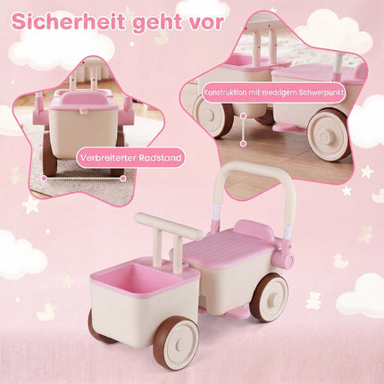 Voiture électrique 3 en 1 pour enfants avec panier de rangement – ​​Rose