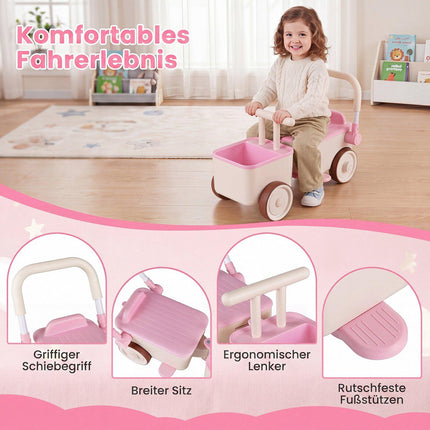 Voiture électrique 3 en 1 pour enfants avec panier de rangement – ​​Rose