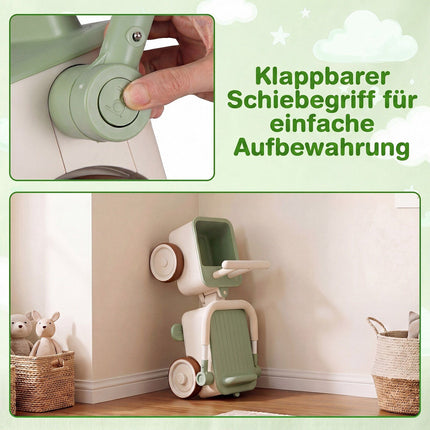 3-in-1 Kinder-Schiebeauto mit Aufbewahrungskorb, Grün