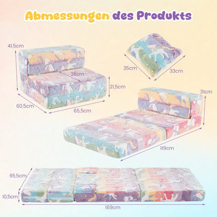 3-in-1 Kinder-Schlafsofa, im Dunkeln leuchtend, waschbarer Bezug