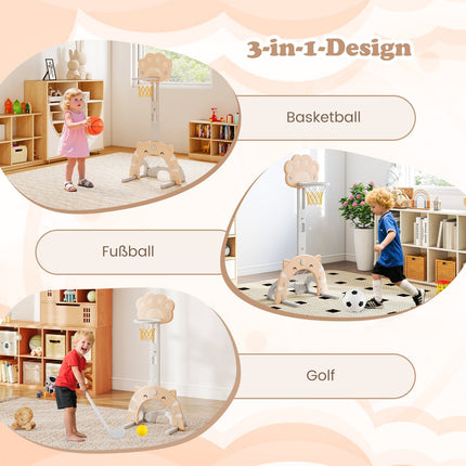 Centre sportif 3 en 1 pour enfants : ensemble de basketball, de football et de golf