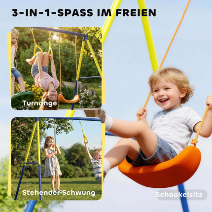 3-in-1 Kinderschaukel-Set, Stahlrahmen, 150 kg Tragkraft