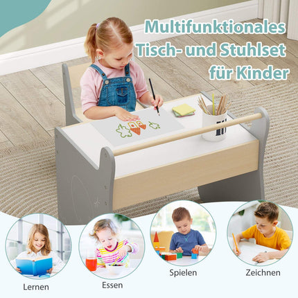 3-in-1 Kindertisch-Set mit wendbarer Tischplatte & Aufbewahrungsfach
