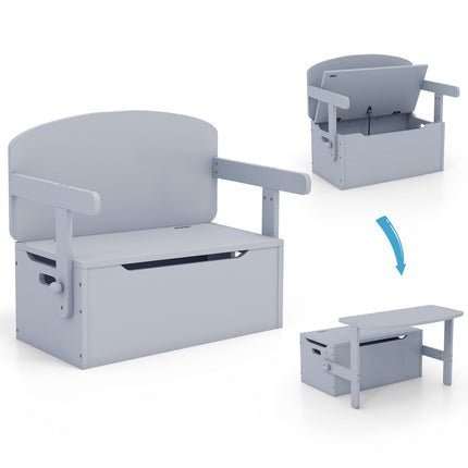 Ensemble de table 3 en 1 pour enfants avec rangement, bois, gris