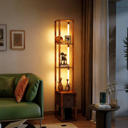 Lampadaire LED 3 en 1 avec étagères et interrupteur au pied
