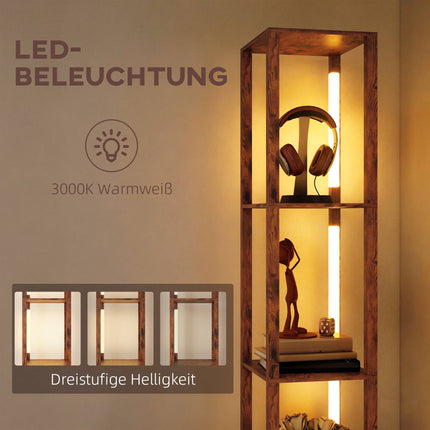 Lampadaire LED 3 en 1 avec étagères et interrupteur au pied