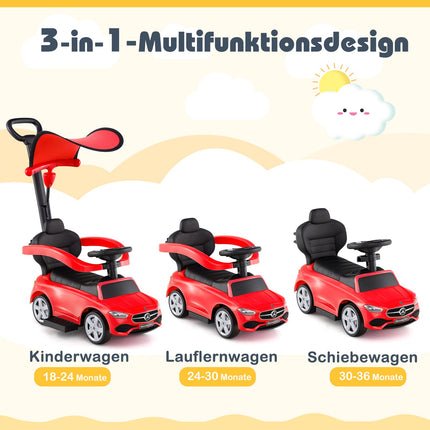 Voiture électrique Mercedes-Benz 3 en 1 pour enfants, rouge, 18-36 mois