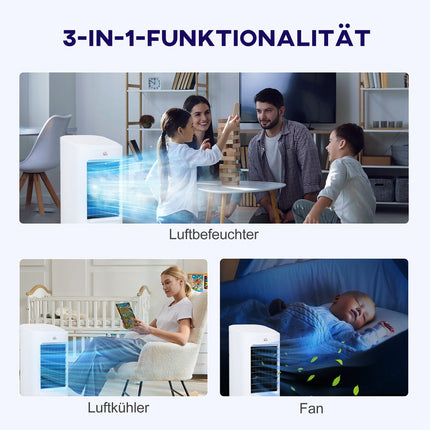 Mobiles Klimagerät und Luftbefeuchter, 7L, Fernbedienung, 3 Geschwindigkeiten