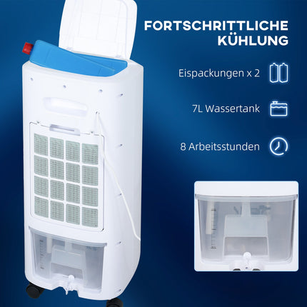 Mobiles Klimagerät und Luftbefeuchter, 7L, Fernbedienung, 3 Geschwindigkeiten