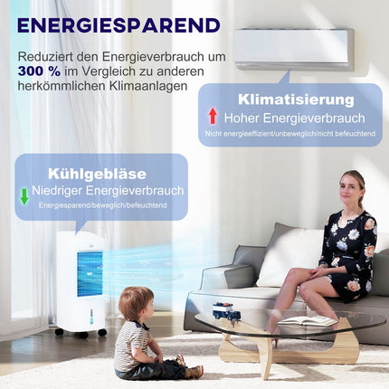 Mobiles Klimagerät und Luftbefeuchter, 7L, Fernbedienung, 3 Geschwindigkeiten