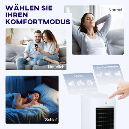 Mobiles Klimagerät und Luftbefeuchter, 7L, Fernbedienung, 3 Geschwindigkeiten
