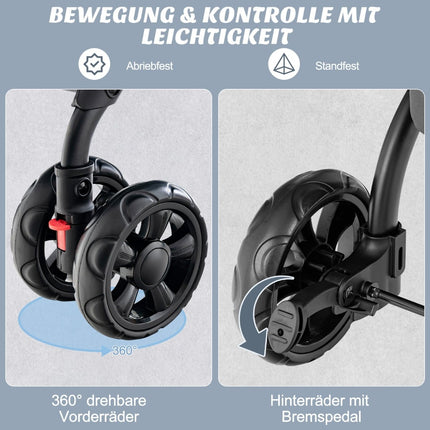 Poussette pour animaux 3 en 1 avec fenêtres en filet et rangement, grise