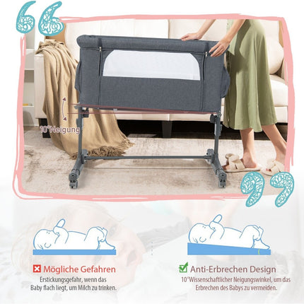Lit bébé portable 3 en 1 avec hauteur réglable et filet