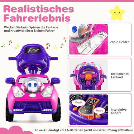 3-in-1 Rutscherauto mit Schiebegriff und Stauraum, Rosa