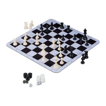 Jeu d'échecs, de dames et de backgammon enroulable 3 en 1