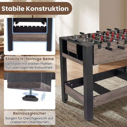 Table de jeux rotative 3 en 1 - Baby-foot, billard, tennis de table