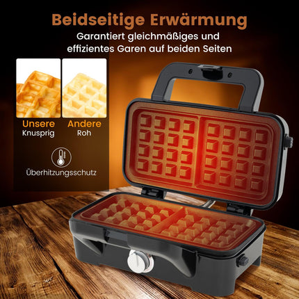 Appareil 3 en 1 pour sandwichs, gaufres et paninis, plaques antiadhésives