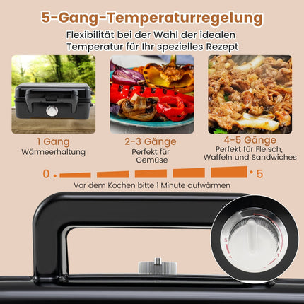 Appareil 3 en 1 pour sandwichs, gaufres et paninis, plaques antiadhésives