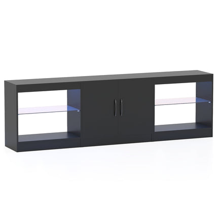 3-in-1 TV-Ständer mit LED-Beleuchtung für 85"-Fernseher, Schwarz
