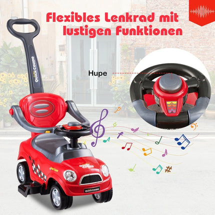 3-in-1 Kleinkind-Rutschauto mit Sicherheitsfunktionen, Rot