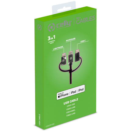 3-in-1-Kabel MicroUSB / Lightning / USB-C 1m