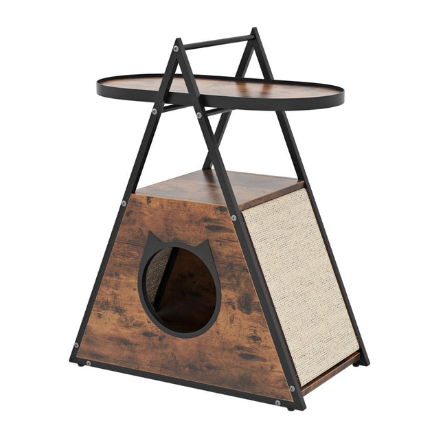 3 in 1 Katzenschrank Katzenhaus &amp; Beistelltisch &amp; Nachttisch mit Katzenhöhle &amp; Kratzmatten