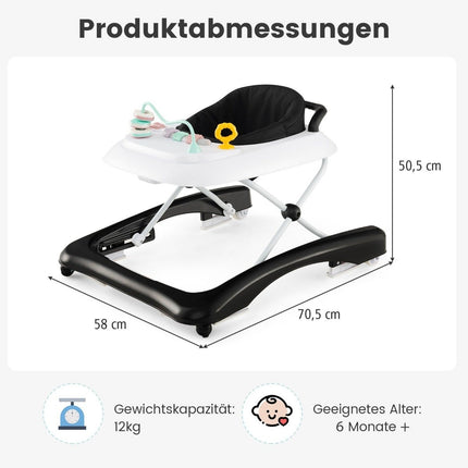 Trotteur pliable 3 en 1 avec hauteur et réglage réglables. Vitesse Noir