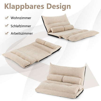 3 in 1 Klappsofa mit Schlaffunktion &amp; verstellbarer Rückenlehne beige