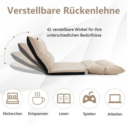 3 in 1 Klappsofa mit Schlaffunktion &amp; verstellbarer Rückenlehne beige