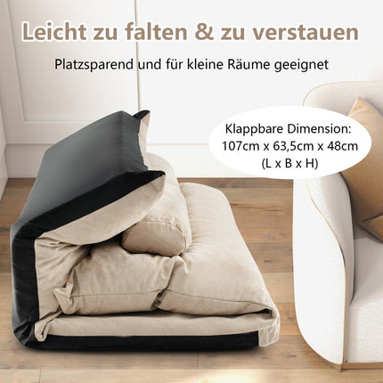 3 in 1 Klappsofa mit Schlaffunktion &amp; verstellbarer Rückenlehne beige