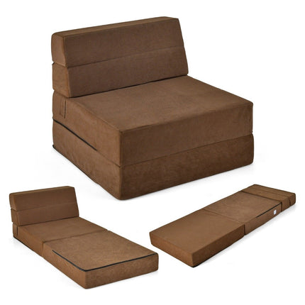 3-in-1 Klappsofa mit waschbarem Bezug, extra dicker Schaumstoff (15 cm), braun